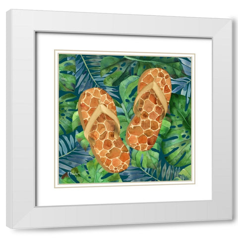 Animal Print Flip Flops III White Modern Wood Framed Art Print with Double Matting by Brent, Paul