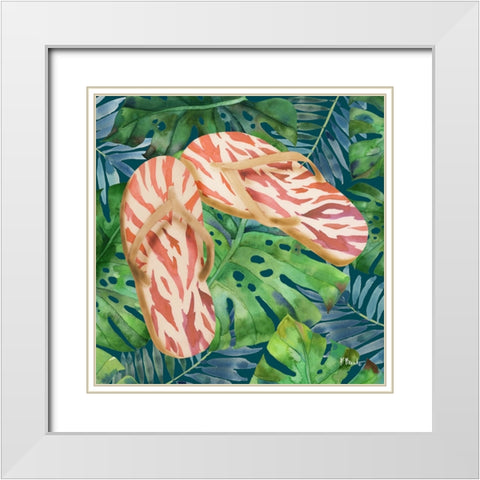 Animal Print Flip Flops IV White Modern Wood Framed Art Print with Double Matting by Brent, Paul