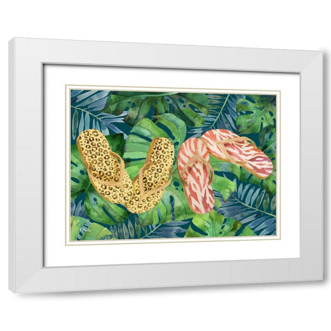 Animal Print Flip Flops Horizontal II White Modern Wood Framed Art Print with Double Matting by Brent, Paul