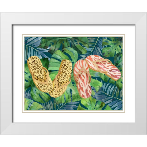 Animal Print Flip Flops Horizontal II White Modern Wood Framed Art Print with Double Matting by Brent, Paul