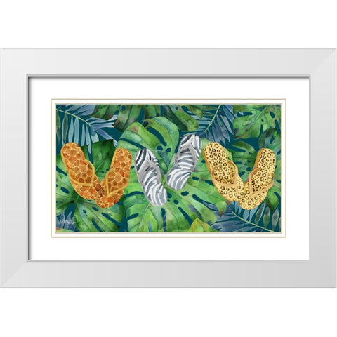 Animal Print Flip Flops Horizontal III White Modern Wood Framed Art Print with Double Matting by Brent, Paul