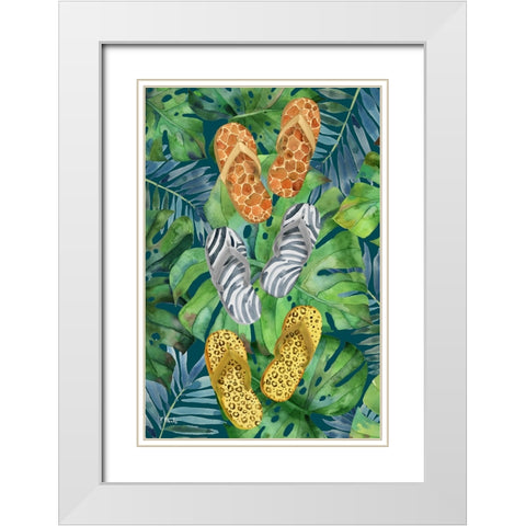 Animal Print Flip Flops Vertical I White Modern Wood Framed Art Print with Double Matting by Brent, Paul