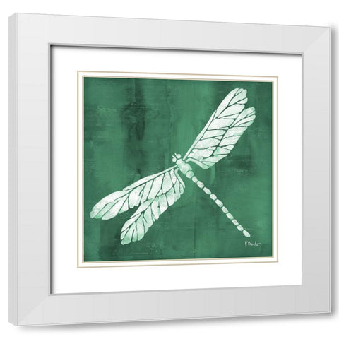 Garden Flight IV - Emerald White Modern Wood Framed Art Print with Double Matting by Brent, Paul