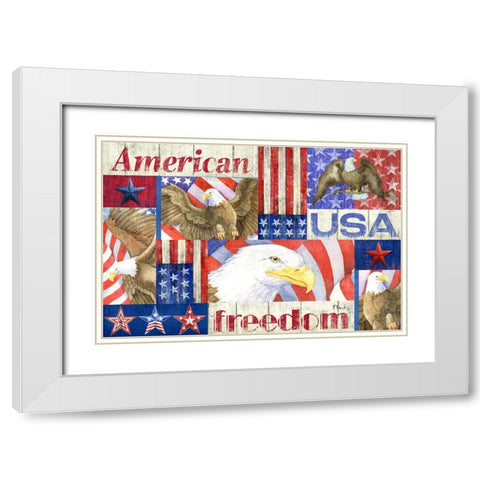 Patriotic Fragments Horizontal White Modern Wood Framed Art Print with Double Matting by Brent, Paul