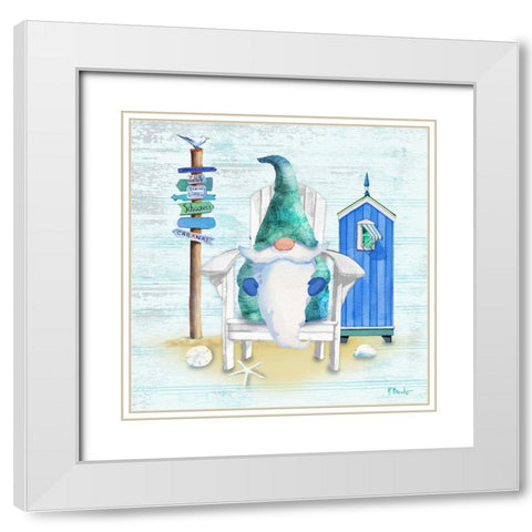 Coastal Gnome I White Modern Wood Framed Art Print with Double Matting by Brent, Paul