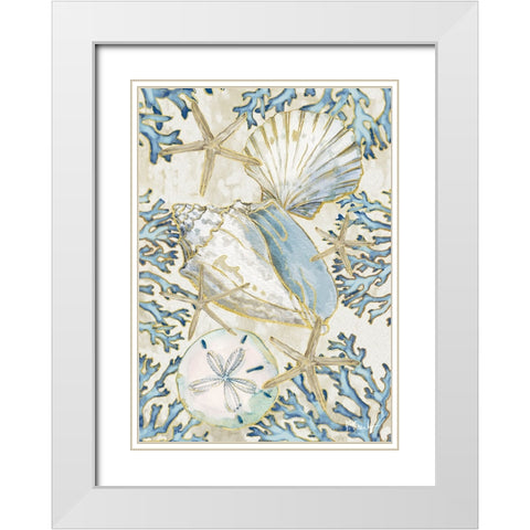 Playa Shells Vertical White Modern Wood Framed Art Print with Double Matting by Brent, Paul