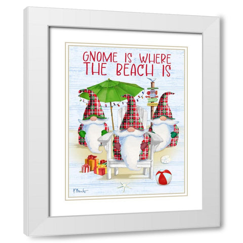 Coastal Gnome Vertical - Holiday White Modern Wood Framed Art Print with Double Matting by Brent, Paul