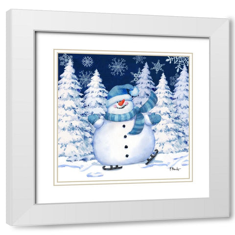 Icy Snowman VII - Navy White Modern Wood Framed Art Print with Double Matting by Brent, Paul