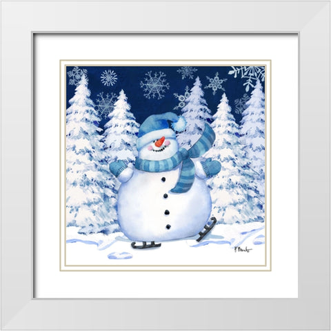 Icy Snowman VII - Navy White Modern Wood Framed Art Print with Double Matting by Brent, Paul