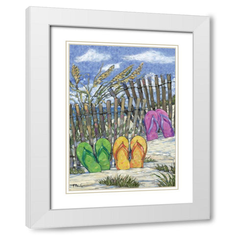 Impressions of Flip Flops Vertical White Modern Wood Framed Art Print with Double Matting by Brent, Paul