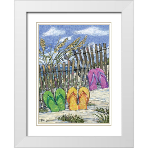 Impressions of Flip Flops Vertical White Modern Wood Framed Art Print with Double Matting by Brent, Paul