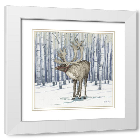 Birch Reindeer IV White Modern Wood Framed Art Print with Double Matting by Brent, Paul