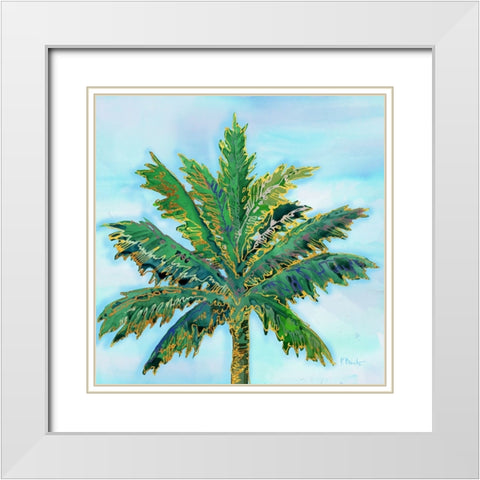 Hana Palm I - Blue White Modern Wood Framed Art Print with Double Matting by Brent, Paul
