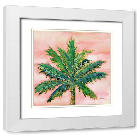 Hana Palm I White Modern Wood Framed Art Print with Double Matting by Brent, Paul