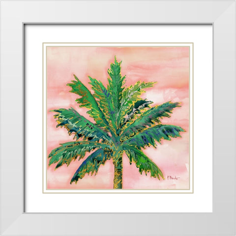 Hana Palm I White Modern Wood Framed Art Print with Double Matting by Brent, Paul
