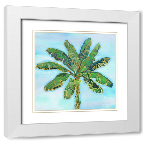 Hana Palm II - Blue White Modern Wood Framed Art Print with Double Matting by Brent, Paul