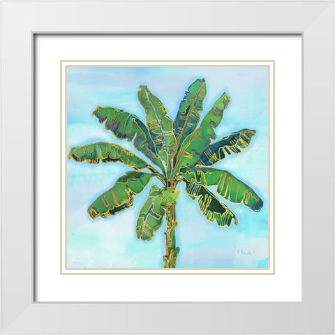 Hana Palm II - Blue White Modern Wood Framed Art Print with Double Matting by Brent, Paul