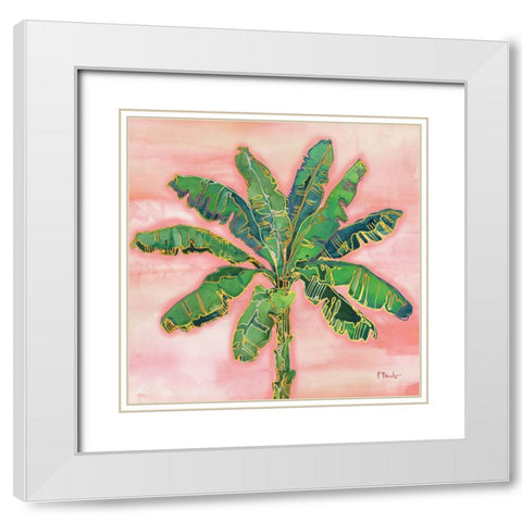 Hana Palm II White Modern Wood Framed Art Print with Double Matting by Brent, Paul