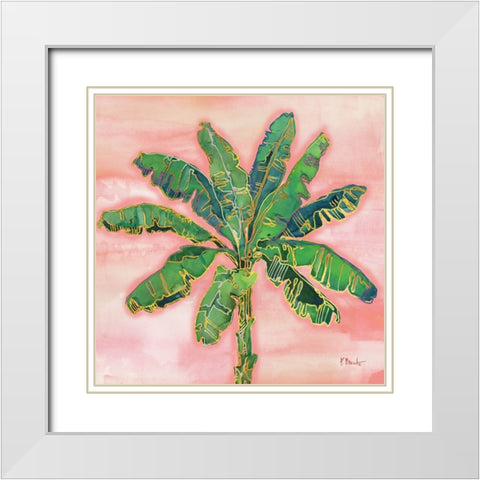 Hana Palm II White Modern Wood Framed Art Print with Double Matting by Brent, Paul