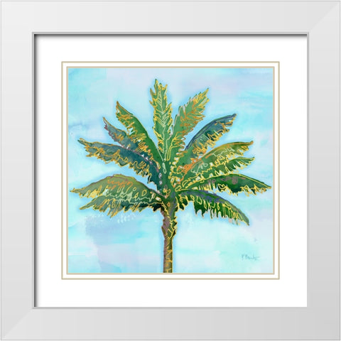 Hana Palm III - Blue White Modern Wood Framed Art Print with Double Matting by Brent, Paul