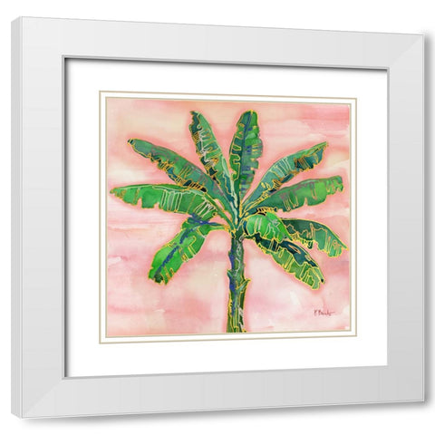 Hana Palm III White Modern Wood Framed Art Print with Double Matting by Brent, Paul