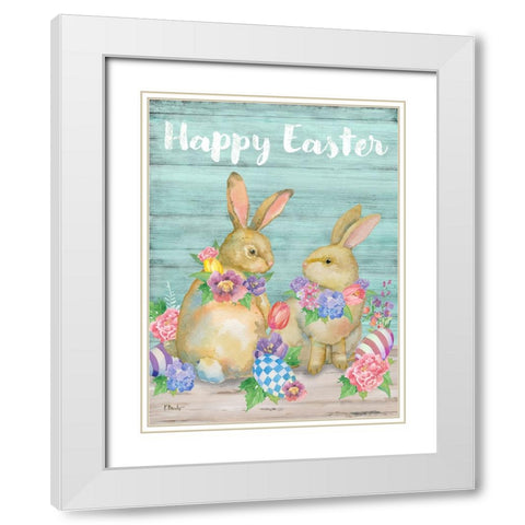 Easter Egg Bunnies Vertical White Modern Wood Framed Art Print with Double Matting by Brent, Paul