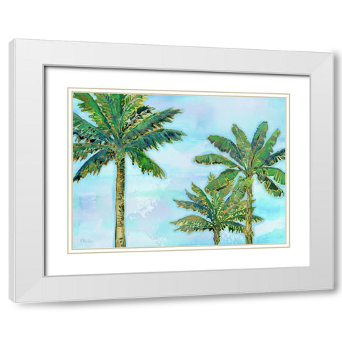 Hana Palm Horizontal - Blue White Modern Wood Framed Art Print with Double Matting by Brent, Paul