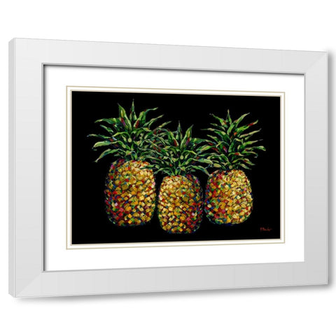 Valera Pineapples Horizontal White Modern Wood Framed Art Print with Double Matting by Brent, Paul