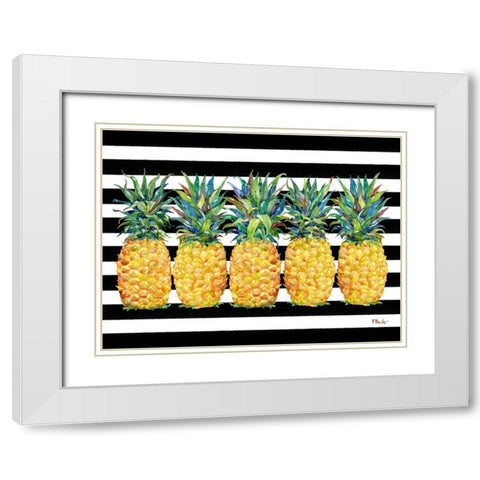 Kona Pineapple Horizontal - Black Stripe White Modern Wood Framed Art Print with Double Matting by Brent, Paul