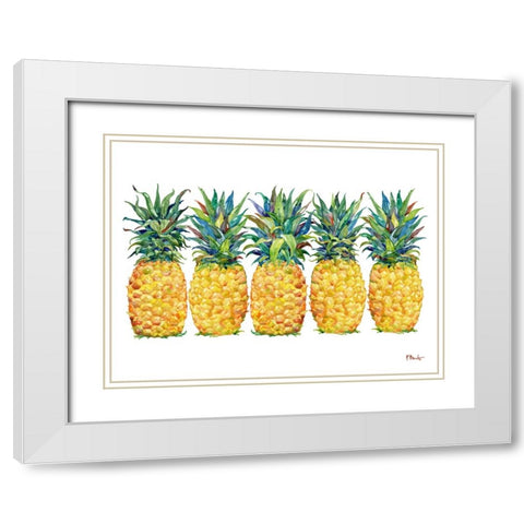Kona Pineapple Horizontal White Modern Wood Framed Art Print with Double Matting by Brent, Paul
