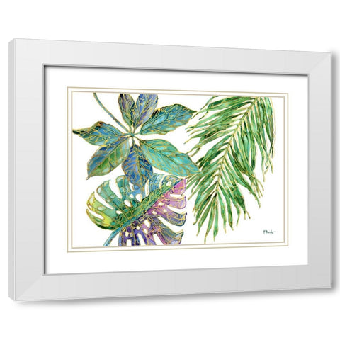 Spectrum Palm Fronds Horizontal White Modern Wood Framed Art Print with Double Matting by Brent, Paul