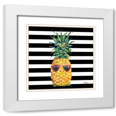Cool Kona Pineapple I - Black Stripe White Modern Wood Framed Art Print with Double Matting by Brent, Paul