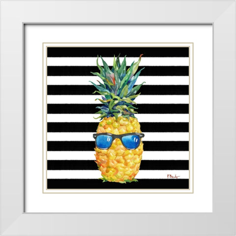 Cool Kona Pineapple III - Black Stripe White Modern Wood Framed Art Print with Double Matting by Brent, Paul