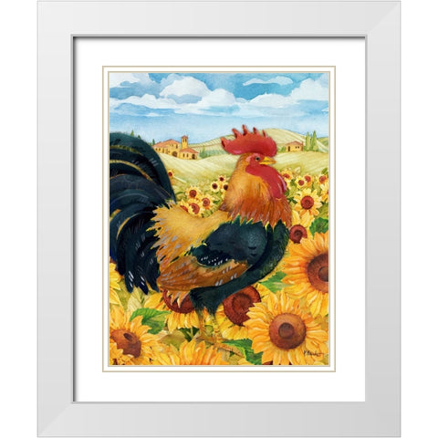Sunflower Roost Vertical White Modern Wood Framed Art Print with Double Matting by Brent, Paul