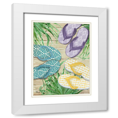 Frond Flip Flops Vertical White Modern Wood Framed Art Print with Double Matting by Brent, Paul