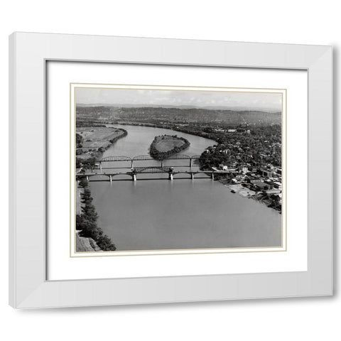 Aerial Chattanooga 1942 White Modern Wood Framed Art Print with Double Matting by Lee, Rachel