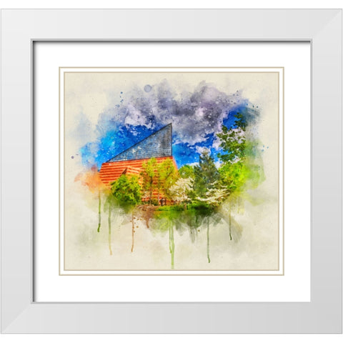 Aquarium 2 HDR Watercolor White Modern Wood Framed Art Print with Double Matting by Lee, Rachel