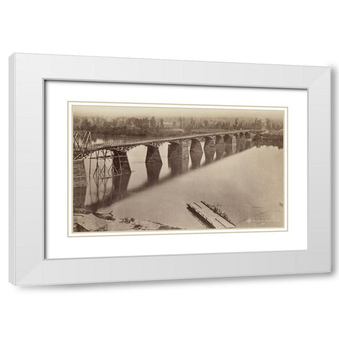 Army Bridge Chattanooga 1861 White Modern Wood Framed Art Print with Double Matting by Lee, Rachel