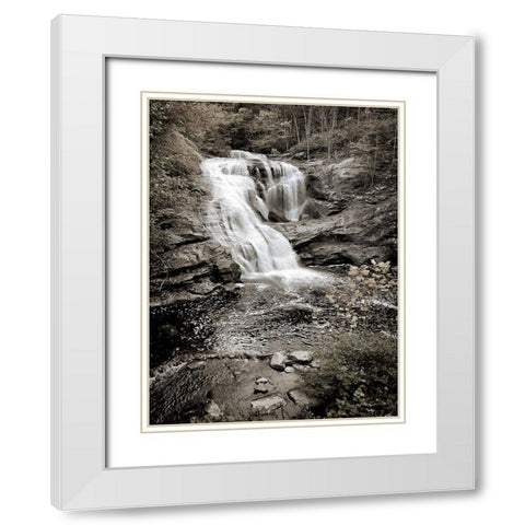Bald River Falls Sepia White Modern Wood Framed Art Print with Double Matting by Lee, Rachel