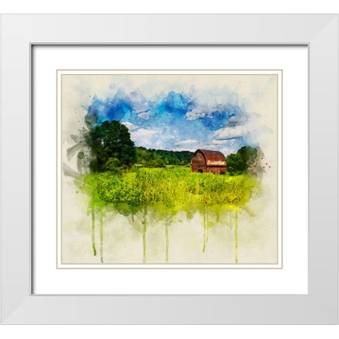 Barn 2 Watercolor White Modern Wood Framed Art Print with Double Matting by Lee, Rachel