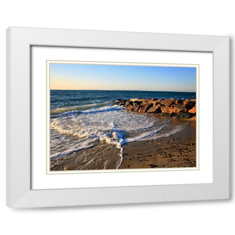 Beach 16 White Modern Wood Framed Art Print with Double Matting by Lee, Rachel