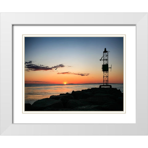Beach 22 White Modern Wood Framed Art Print with Double Matting by Lee, Rachel