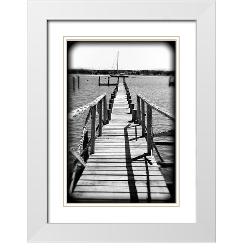 Beach 28 BW Holga White Modern Wood Framed Art Print with Double Matting by Lee, Rachel