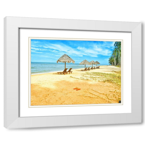 Beach 5 White Modern Wood Framed Art Print with Double Matting by Lee, Rachel