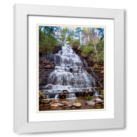 Benton Falls 1 White Modern Wood Framed Art Print with Double Matting by Lee, Rachel
