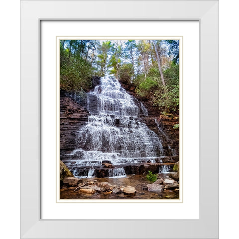 Benton Falls 1 White Modern Wood Framed Art Print with Double Matting by Lee, Rachel