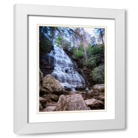 Benton Falls 4 White Modern Wood Framed Art Print with Double Matting by Lee, Rachel