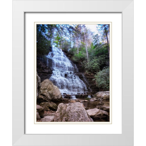 Benton Falls 4 White Modern Wood Framed Art Print with Double Matting by Lee, Rachel