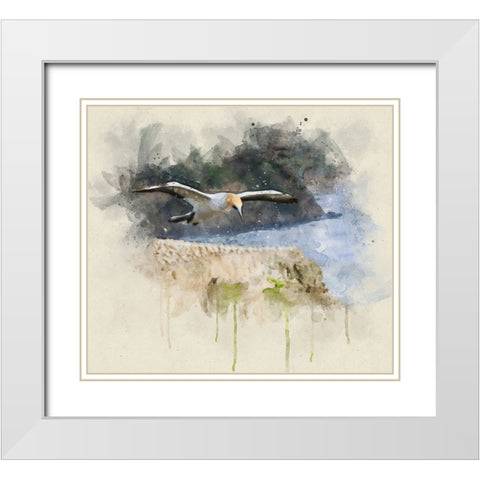 Bird 19 Watercolor White Modern Wood Framed Art Print with Double Matting by Lee, Rachel