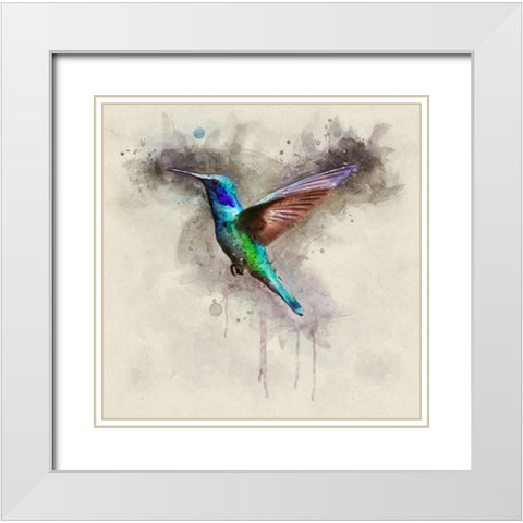 Bird 48 Watercolor White Modern Wood Framed Art Print with Double Matting by Lee, Rachel
